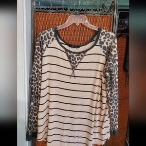 Plus 1x 2x Boutique Leopard Long Sleeve